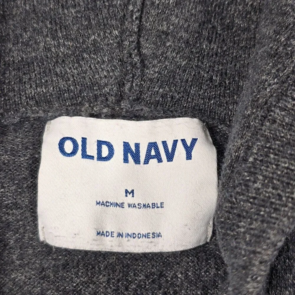 Old Navy Men's Medium Gray Pullover Hoodie Sweatshirt Kangaroo Pockets - Picture 2 of 7